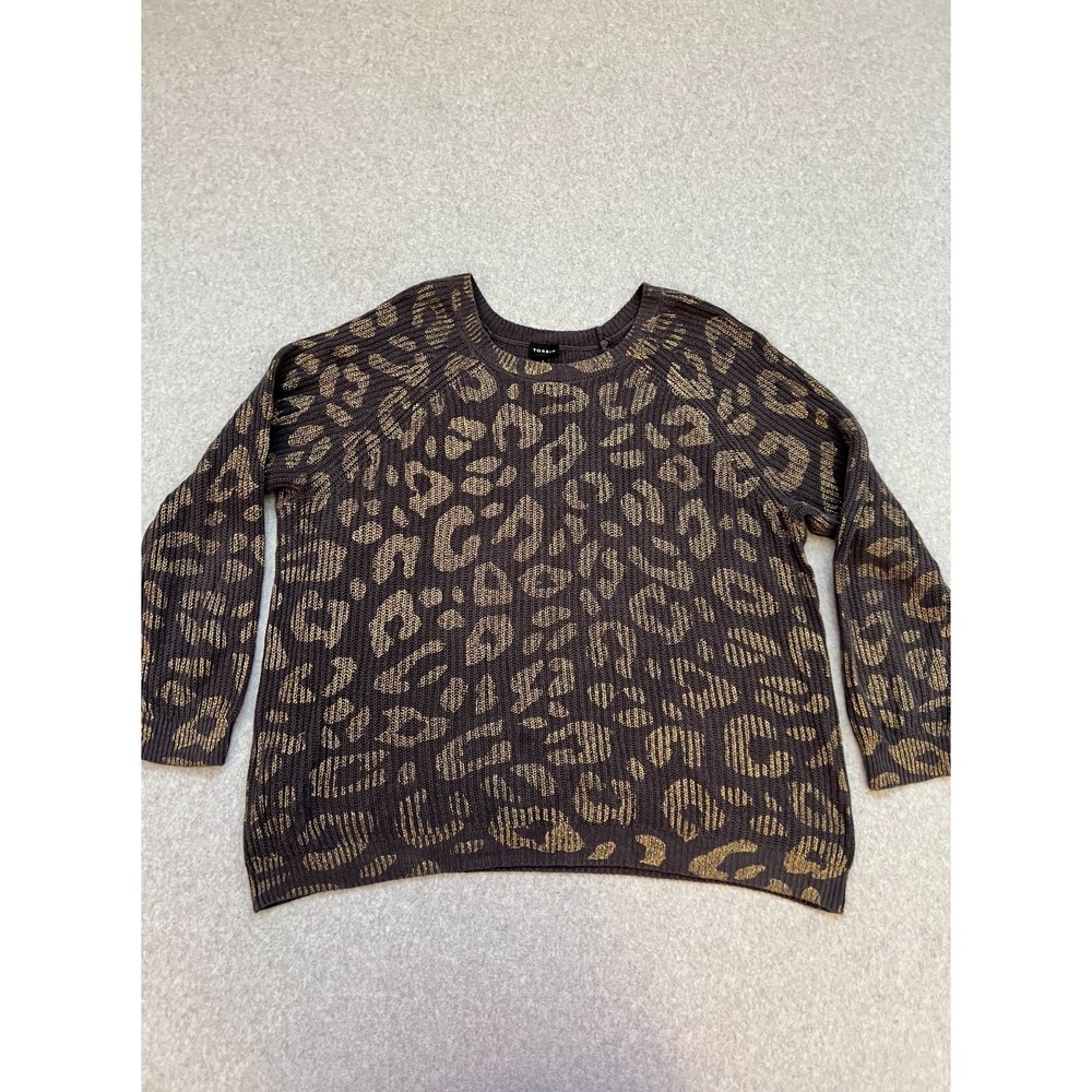 Torrid Pullover Sweater Women's Plus 2x Animal Print Leopard Metallic Gold Glam